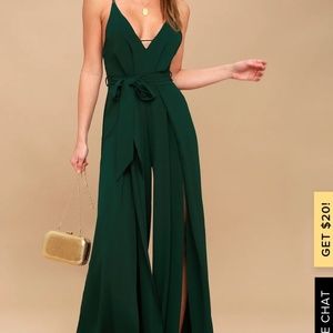 Lulu's Hype Dream Forest Green Wide-Leg Jumpsuit